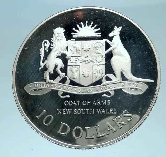 1987 AUSTRALIA UK Queen Elizabeth II with Kangaroos Silver 10 Dollar Coin i78287