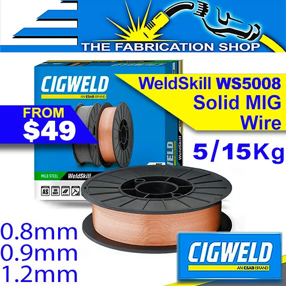 5kg / 15kg CIGWELD Weldskill Solid Mig Gas Wire 0.8mm .9mm 1.2mm Welding, WS5009