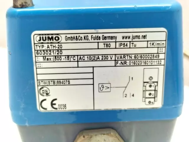 Thermostat Jumo Ath-20 603021/20 Ip54 500°C Max. 2