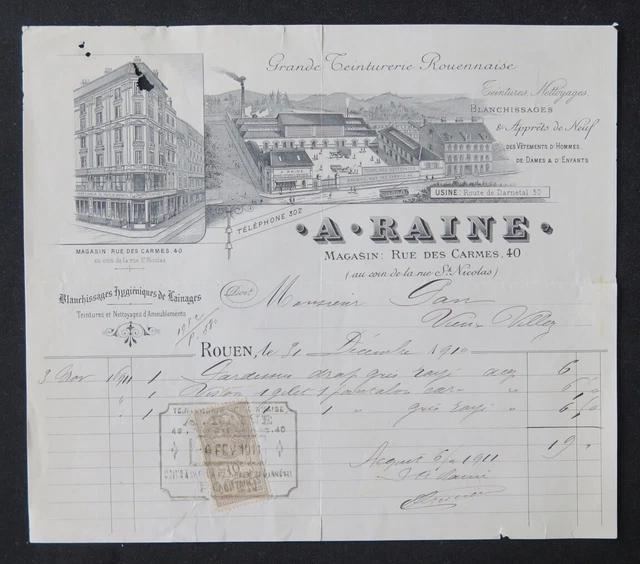 Facture Commerciale Ancienne 1925 – Gainerie St Ouen (Siegel Stockman) Avec Illustration Montre