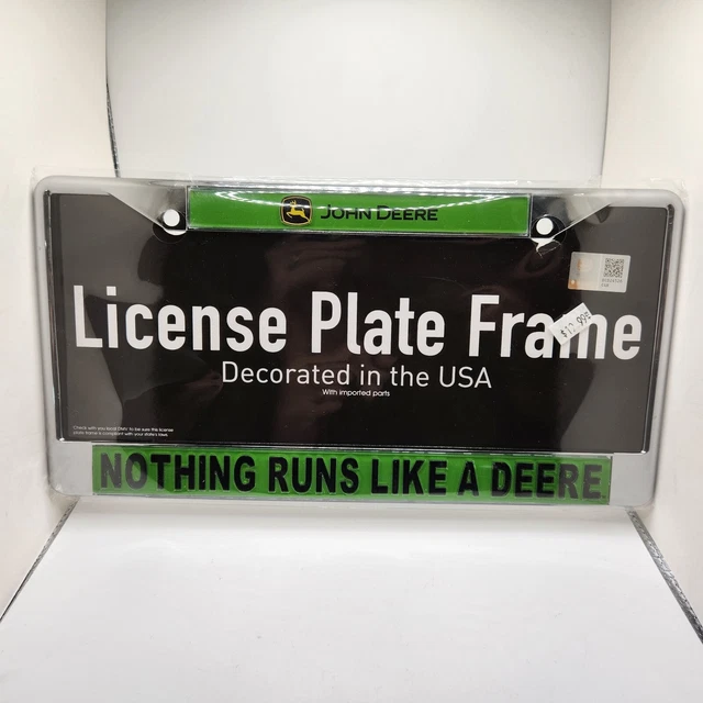 JOHN DEERE License Plate Frame NOTHING RUNS LIKE A DEERE  Farming tractor