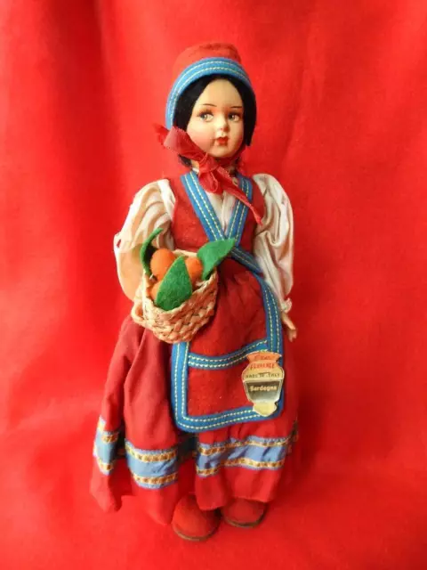 EROS FLORENCE ITALY 1950s 27cm CLOTH COSTUME DOLL SARDEGNA 19