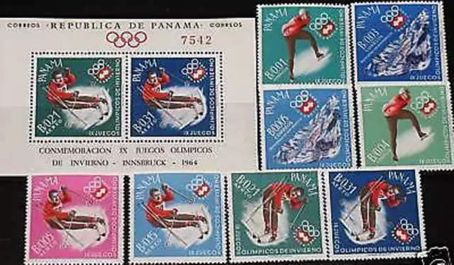 PANAMA 1963 677-84 Block 14 Winter Olympics 1964 Innsbruck Sport Skiing MNH