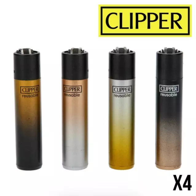 4 briquets Clipper Classic rechargeable CRYSTAL GRADIENT PREMIUM GOLD