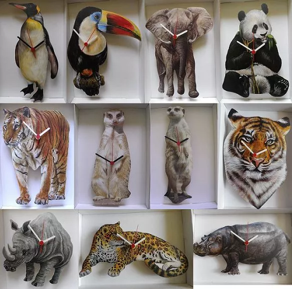 World Wildlife Wanduhr, Tiger, Meerkat Usw. Neu.12 Designs Zur Auswahl.