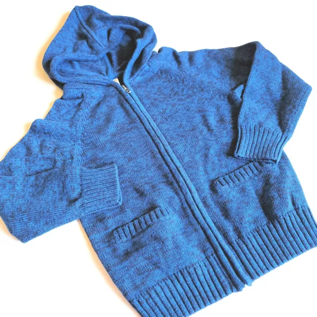 Gymboree Boys S 5-6 Junior Stunt Double Blue Marled Knit Sweater Cardigan NWT