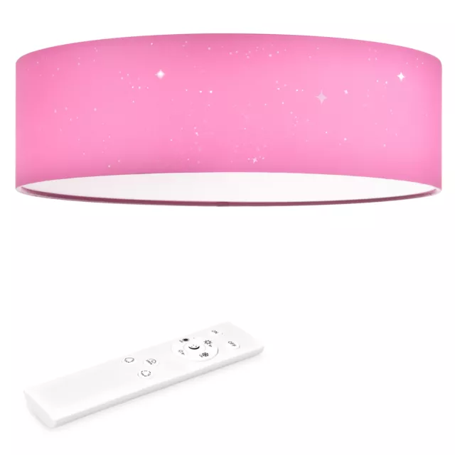 Lámpara LED de techo con pantalla redonda con mando automático y pantalla rosa