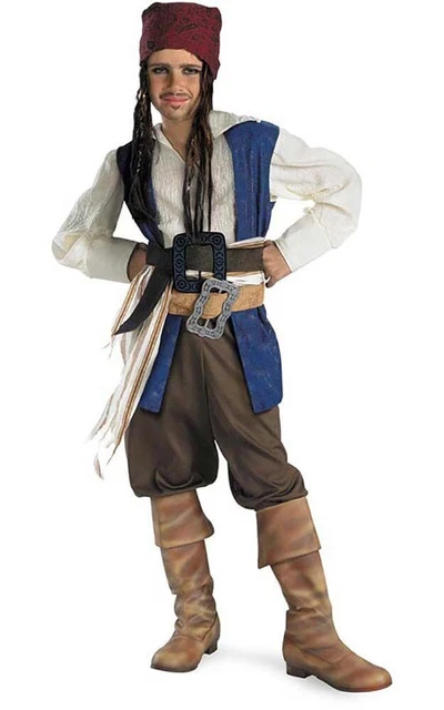 Pirates Carribean Captain Jack Sparrow Boys Child Fancy Dress Halloween Costume
