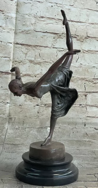 Vitaleh Bronce Metal Bailarina Figural de Pie Posando Danza Estatua Escultura