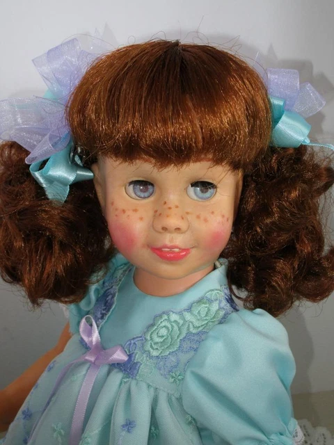 RESTORED VOICE Mattel Chatty Cathy AUBURN PIGGY AQUA/LAVENDER LACE DRESS TALKS