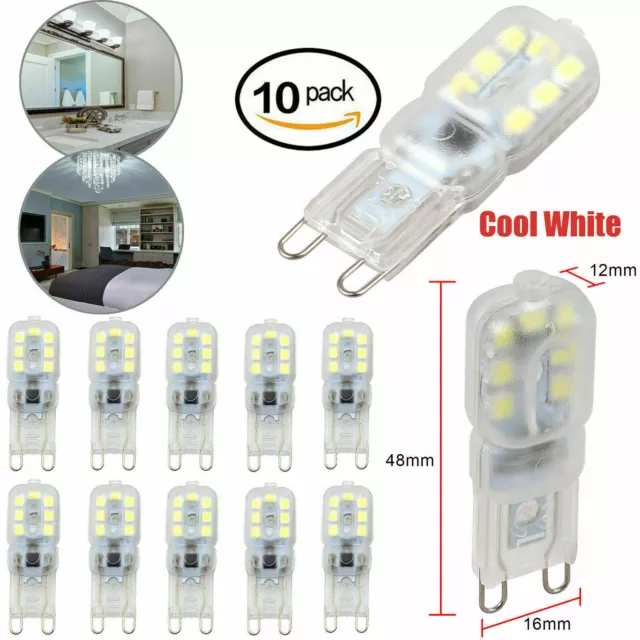 10X G9 3W LED Dimmable Capsule Light Bulb Replace Halogen Lamps AC220-240V White