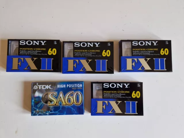 Lot De 5 Cassettes Audio Vierges Tdk Sa60 Et Sony Fxii Neuve  Scelle