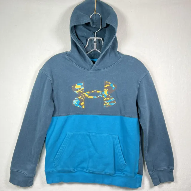 UA Under Armour Pullover Hoodie Sweatshirt Boys Youth Medium YM  Blue Loose    N