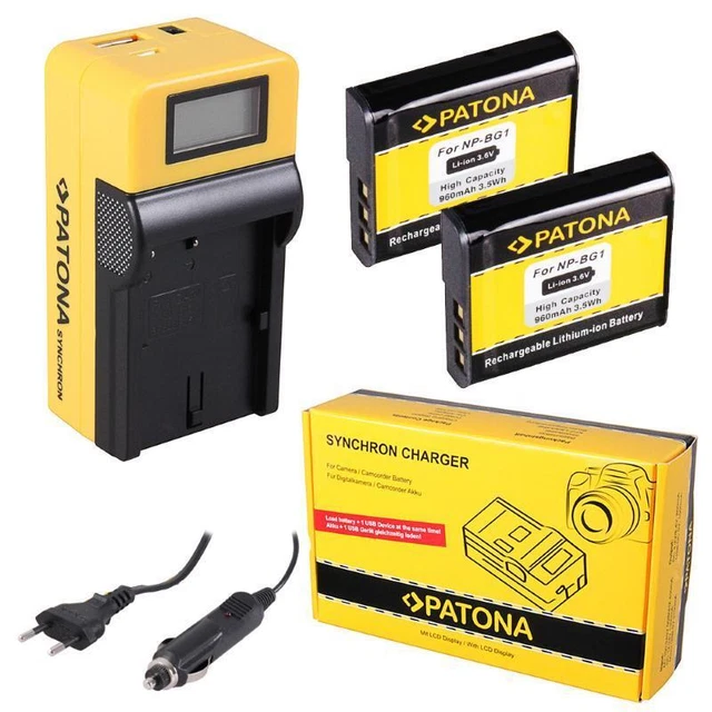 2x Batería PATONA + Cargador Synchron LCD para Sony DSC-HX10, DSC-HX10V