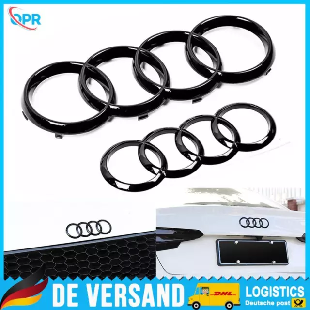 Für Audi A3 A4 Vorne+Hinten Kühlergril Emblem Ringe 273*94mm+193*66mm DE