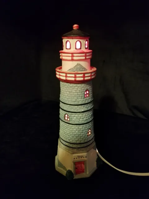 LIGHTHOUSE Lemax Plymouth Quarters Misty Harbor Light Up 1997 Vintage