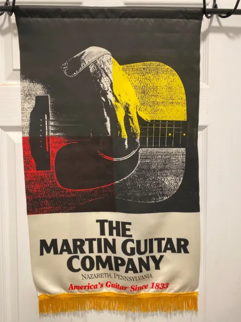 Eye catching CF Martin Guitar Banner, large satin sign, flag, est. 1968-1988