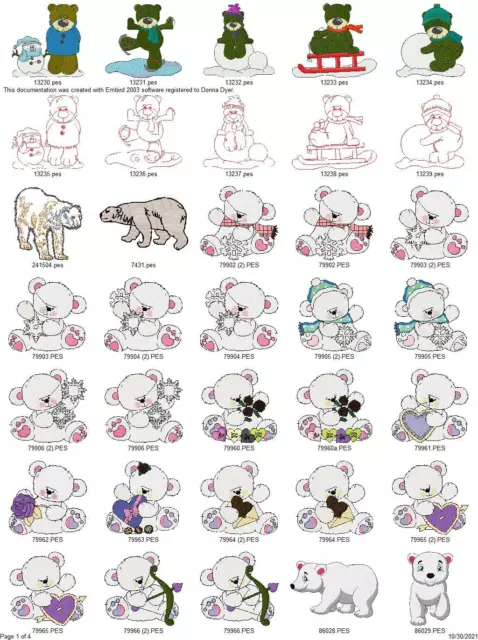 808 Holiday And Seasonal Bears Embroidery Machine Designs Collection Pes