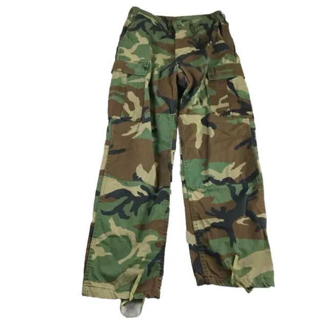 Camouflage Pants Womens Small Regular Green Camo Flat Front Cargo Pocket Uniform