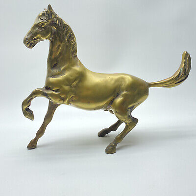 Solid Brass Vintage Horse Equestrian Decor  Stallion Pony Statue Figurine 8x11