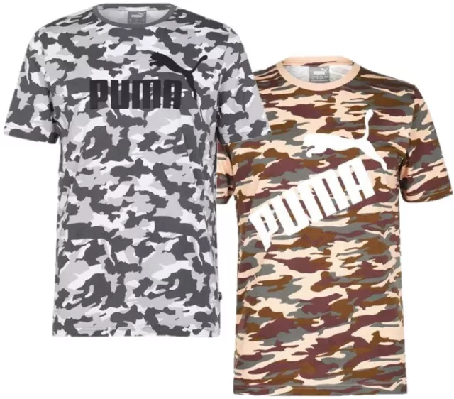 ✅ PUMA CAMO Herren T-Shirt Camouflage Freizeit Fitness Sport Sommer Tarn LOGO