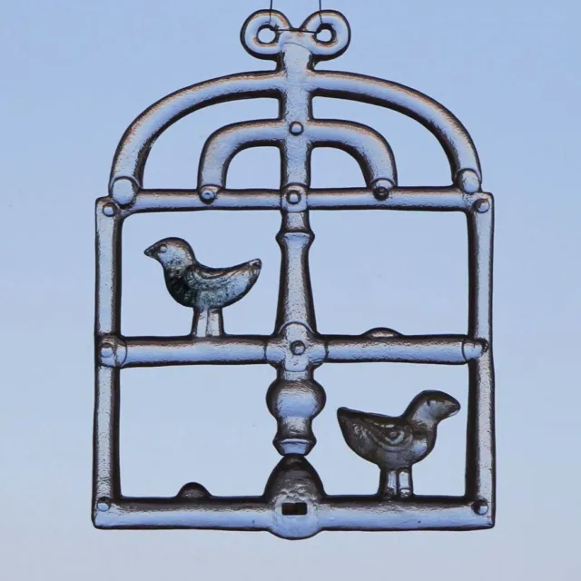 Foto de ventana XXL Kosta Boda Bertil Vallien suncatcher "birdcage" 494 vidrio vintage