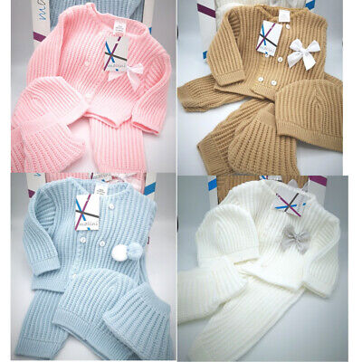 Baby Girl Boy Spanish Knitted Outfit Warm Unisex Gift Pram Set Girls Boys 0-3M