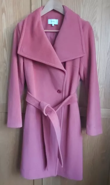 LADIES REISS GREY Oversized Collar Tie Belt Wool MERCY Winter Coat