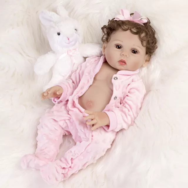 18" Reborn Dolls Realistic Girl Doll Full Body Vinyl Silicone Newborn Baby Gift 2