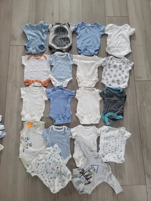 Huge Baby Boy Bundle Newborn 1 month Bodysuits Vests George M&S Next Primark