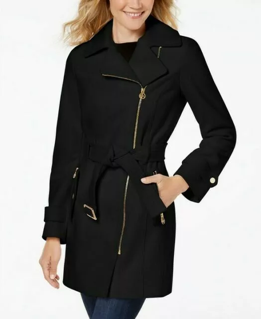 Mk asymmetrical belted coat hot sale