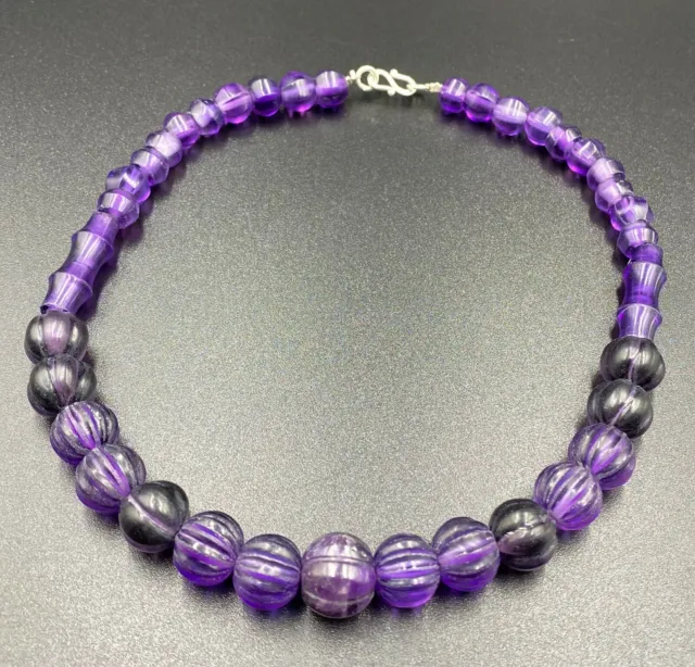 Old Ancient Chines Han Tang Dynasties Antiquities Amethyst Jewelry Bead Necklace