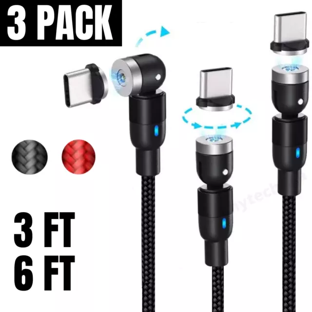 3Pack 3Ft/6Ft Strong Magnetic Fast Charging Cable Heavy Duty Type C Charger Cord