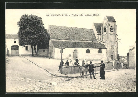 CPA Villeneuve-le-Roi, L´Èglise et la rue Saint-Martin