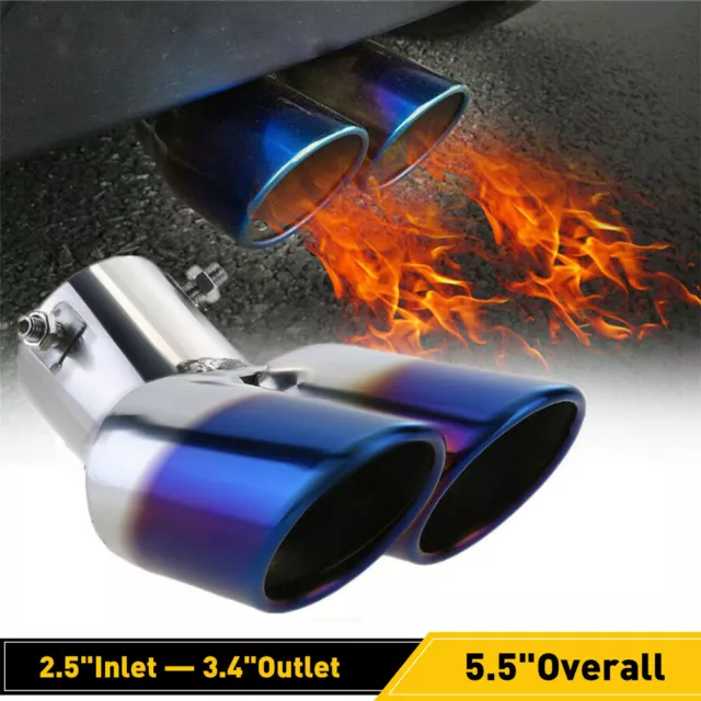 1 x Car Accessories Rear Dual Exhaust Pipe Tail Muffler Tip Throat Blue Tailpipe