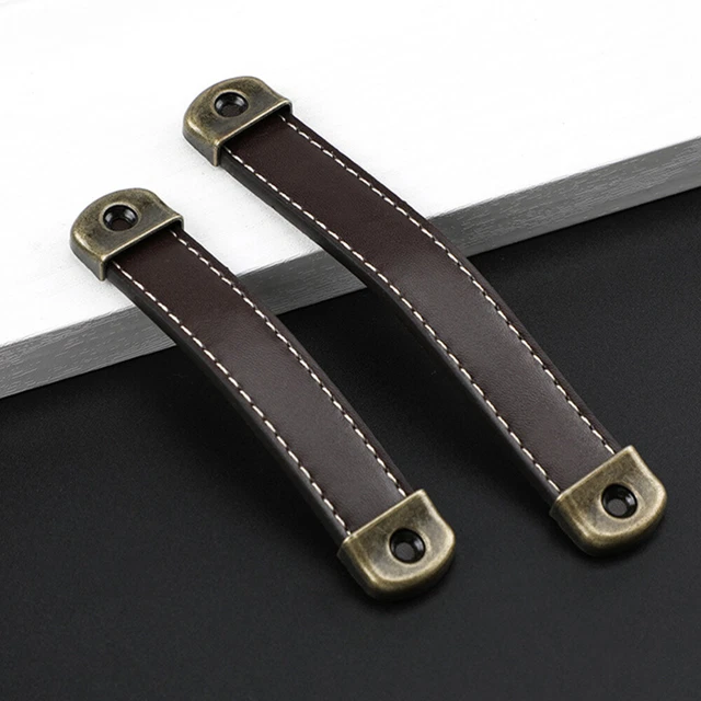 6 Pcs Leather Wardrobe Pulls Cupboard Dressers Closet Leather Drawer Handles 5