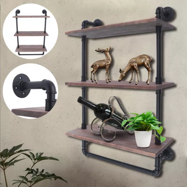 Industrial Pipe Shelving Iron Pipe Shelves Wall Mounted Hanging Floating Rack 2