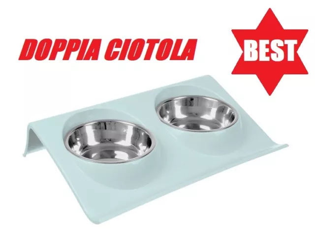 Ciotola doppia tazza acciaio per cane gatto per acqua dispenser cibo crocchette