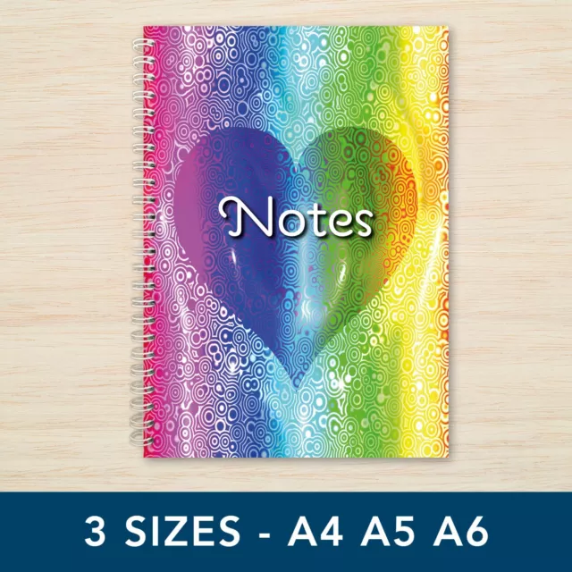 Rainbow Notebook A4 A5 A6 Spiral Notepad Plain Lined Paper Journal handmade UK