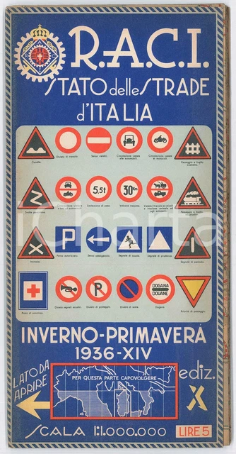 Inverno-Primavera 1936 RACI Carta automobilistica d'Italia *ESSO SHELL