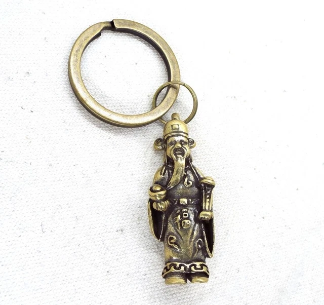 Caishen Brass Chinese God of Wealth Keyring