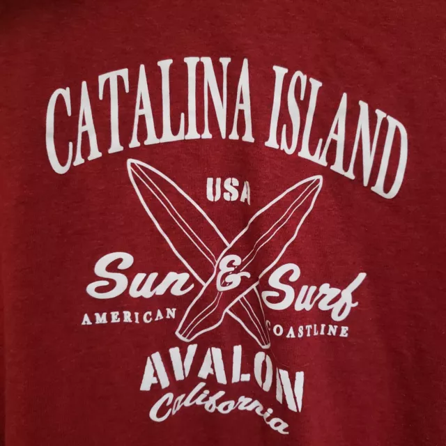 Catalina Island Avalon California Sun & Surf Hoodie Red Size XL 2