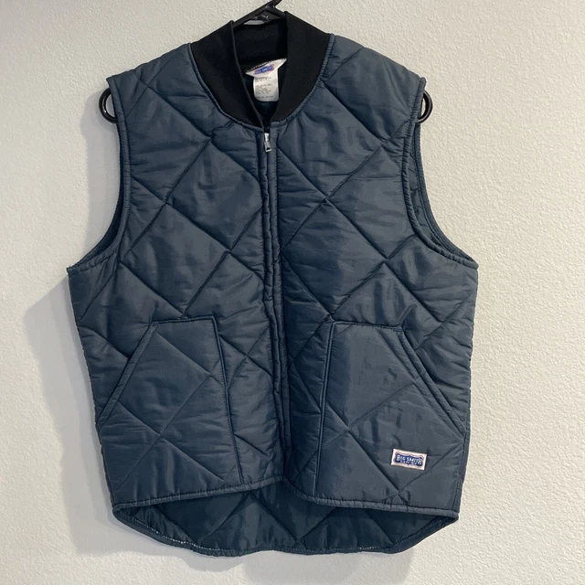 Vintage Big Smith Men's Blue Quilted Nylon Full Zip Vest Made in USA SZ Medium