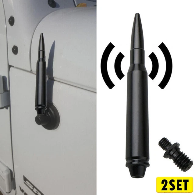 2x 5.7" Car Short Bullet Antenna Mast Radio For Jeep Wrangler JK Ford F150 Chevy