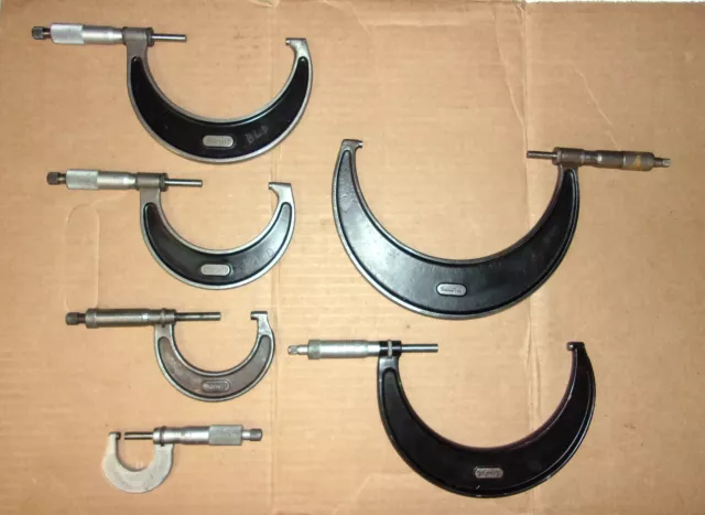 6 - Vintage Starrett Machinist Outside Micrometer Set