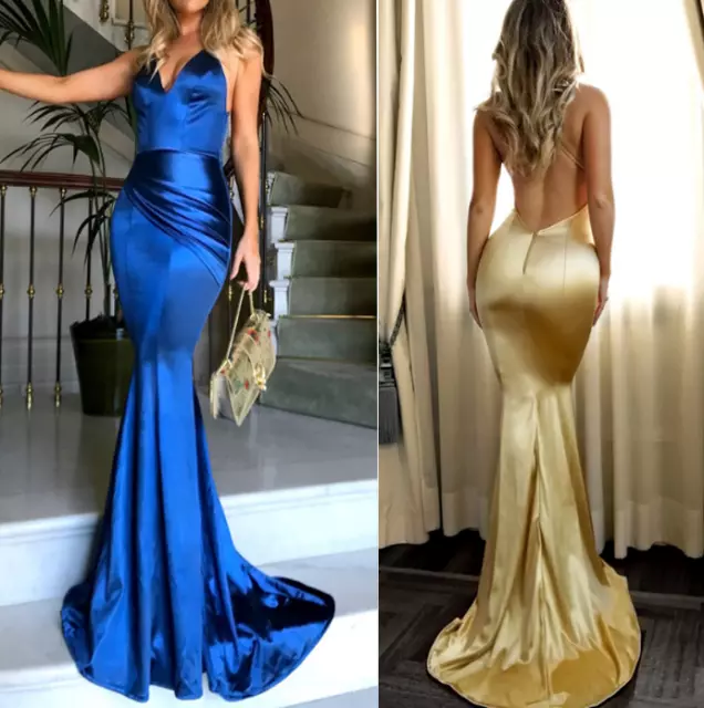 Women's Sexy Halter Evening Cocktail Dress Mermaid Formal Party Prom Ball Gown