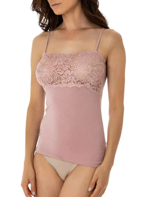 Sottogiacca Donna Elegante Canotta Raso Rosa Cipria TOP SPALLA