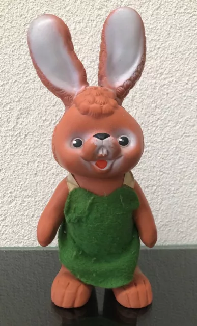 Vintage Antik Hase Osterhase Quietsch Figur Gummi Quietschi 22cm