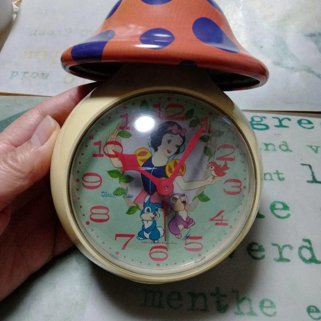VINTAGE SEIKO MUSHROOM shape Wind up Disney Time Alarm Clock Snow White