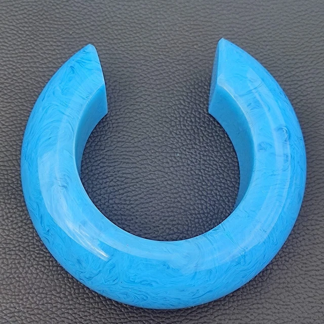 Bracelet manchette en résine bleue, bijoux faits à la main, à la mode,...